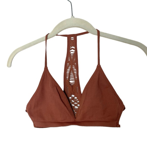 Free People Intimately Lattice Back Racerback Laser Cut Bralette Brown XS S - Picture 1 of 3